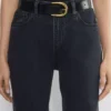 Accent Large ceinture en cuir et laiton massif