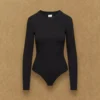 Body à col rond en coton côtelé extensible