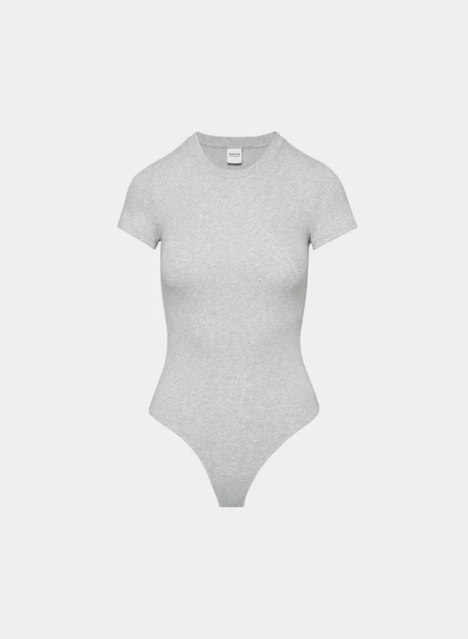 Body à col rond en coton côtelé extensible