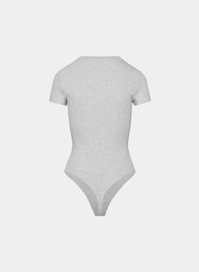 Body à col rond en coton côtelé extensible