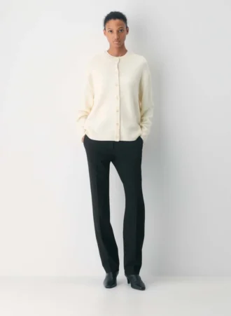 Cardigan à col rond en laine mérinos Essential