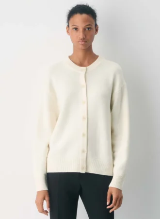 Cardigan à col rond en laine mérinos Essential