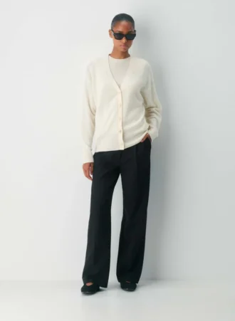 Cardigan décontracté à col en V en cachemire Feather