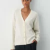 Cardigan décontracté à col en V en cachemire Feather