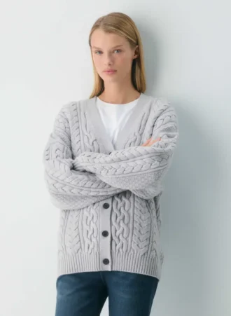 Cardigan en laine mérinos à col en V Heritage Knit