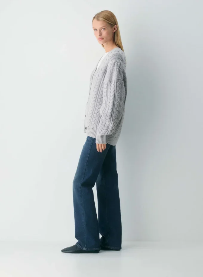 Cardigan en laine mérinos à col en V Heritage Knit