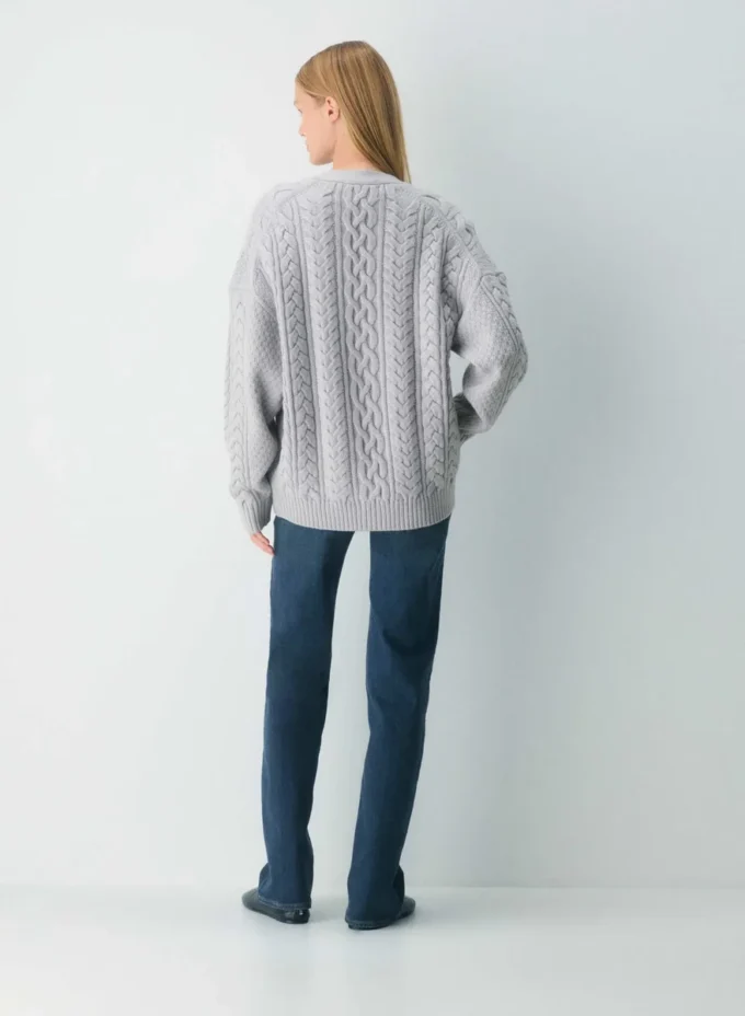 Cardigan en laine mérinos à col en V Heritage Knit