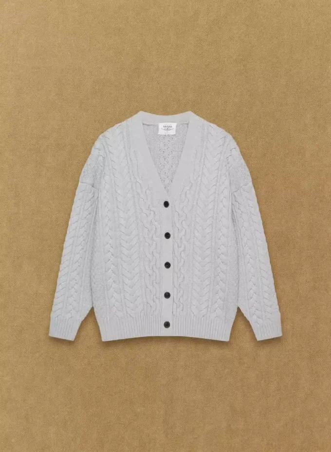 Cardigan en laine mérinos à col en V Heritage Knit