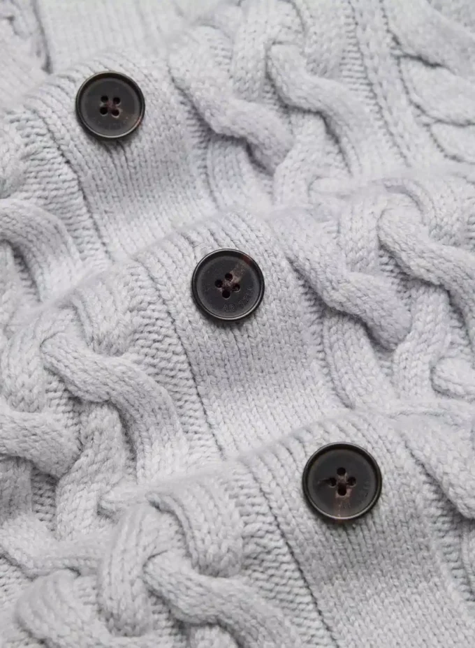 Cardigan en laine mérinos à col en V Heritage Knit