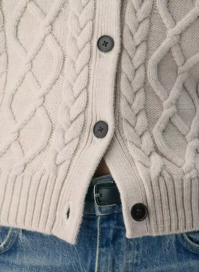 Cardigan Heritage Knit en laine mérinos à col rond HiHip