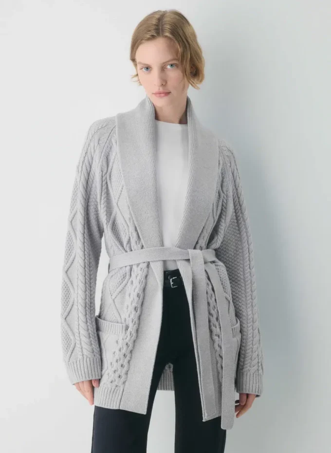 Cardigan ouvert en laine mérinos Heritage Knit