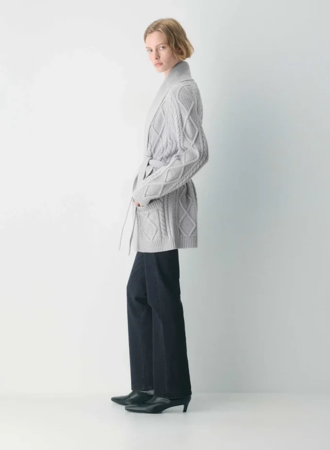 Cardigan ouvert en laine mérinos Heritage Knit