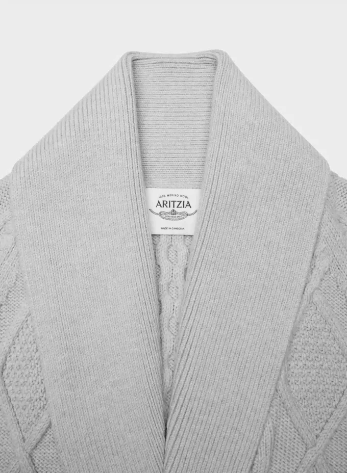 Cardigan ouvert en laine mérinos Heritage Knit