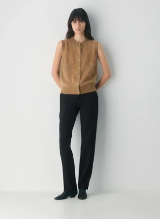Cardigan sans manches en cachemire brossé