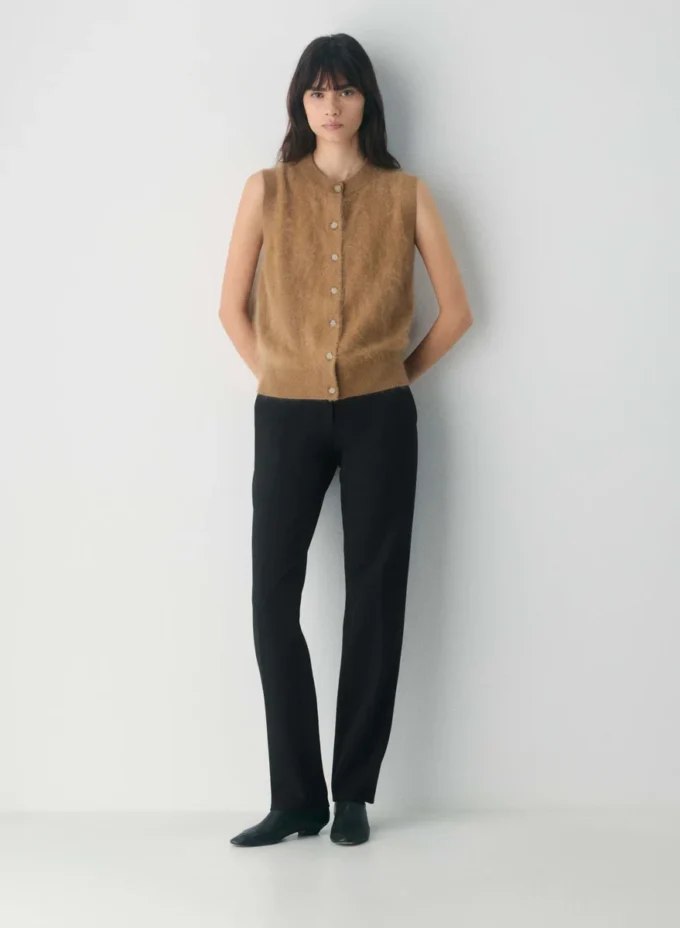 Cardigan sans manches en cachemire brossé