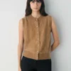 Cardigan sans manches en cachemire brossé