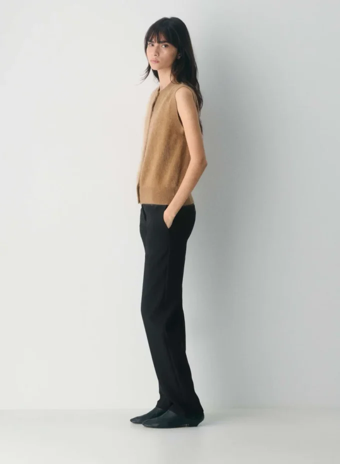 Cardigan sans manches en cachemire brossé
