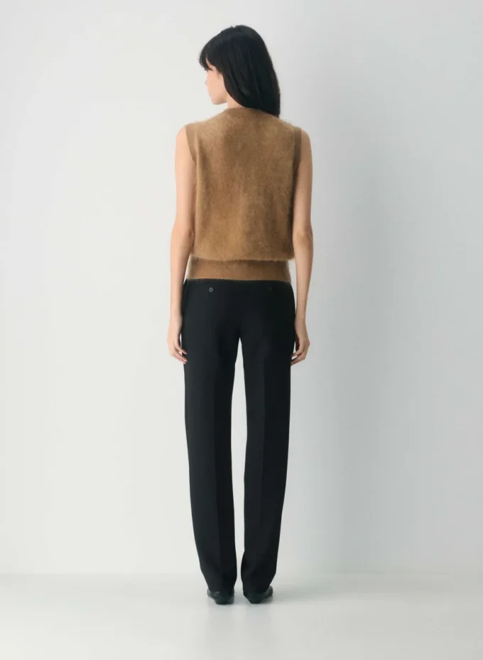 Cardigan sans manches en cachemire brossé