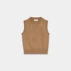 Cardigan sans manches en cachemire brossé