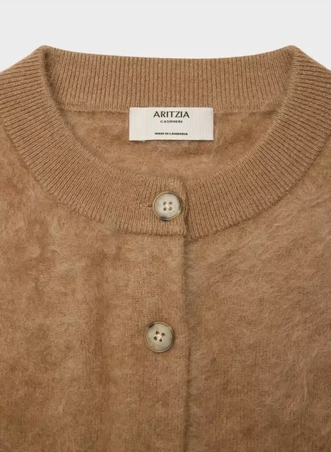 Cardigan sans manches en cachemire brossé