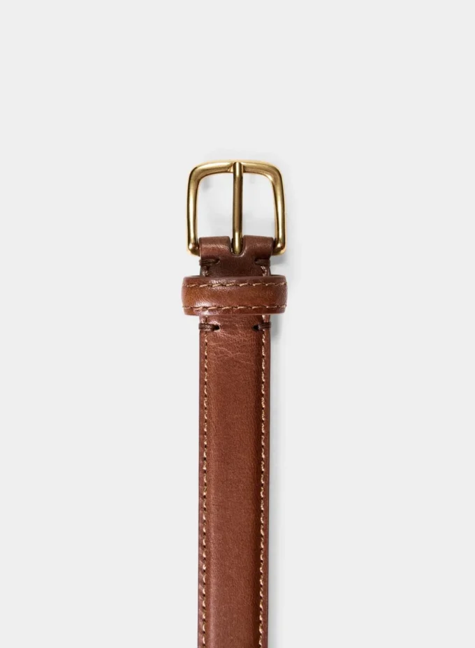 Ceinture fine en cuir et laiton massif Essential