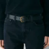 Ceinture large en cuir et laiton massif