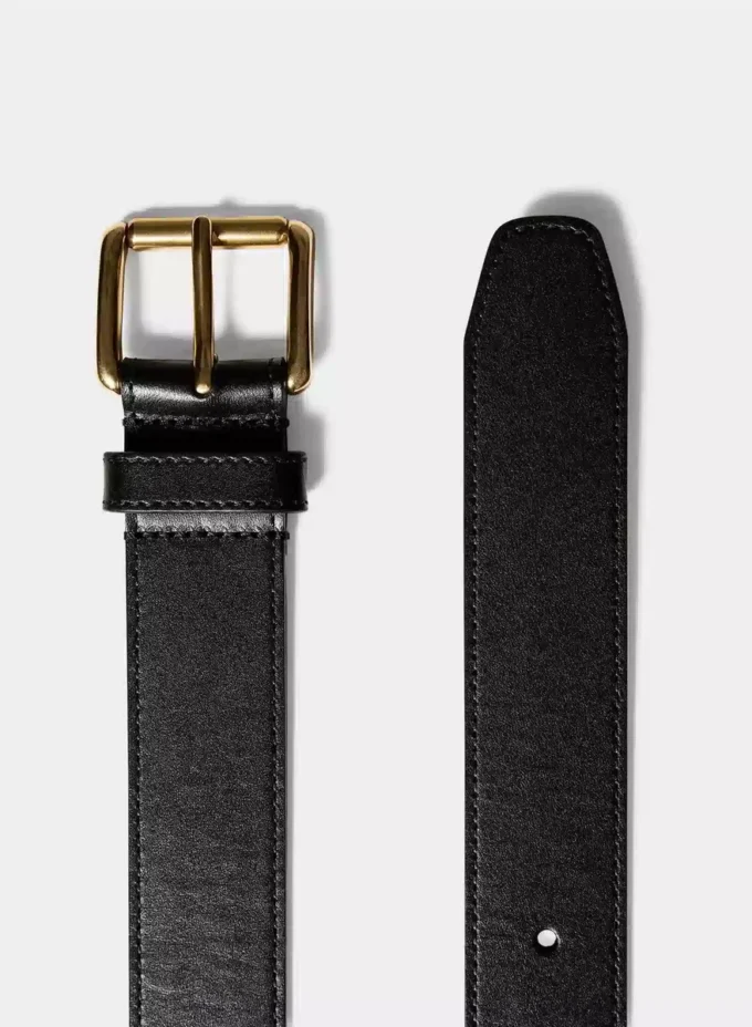 Ceinture large en cuir et laiton massif