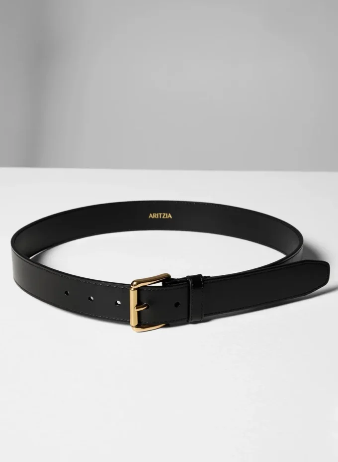 Ceinture large en cuir et laiton massif