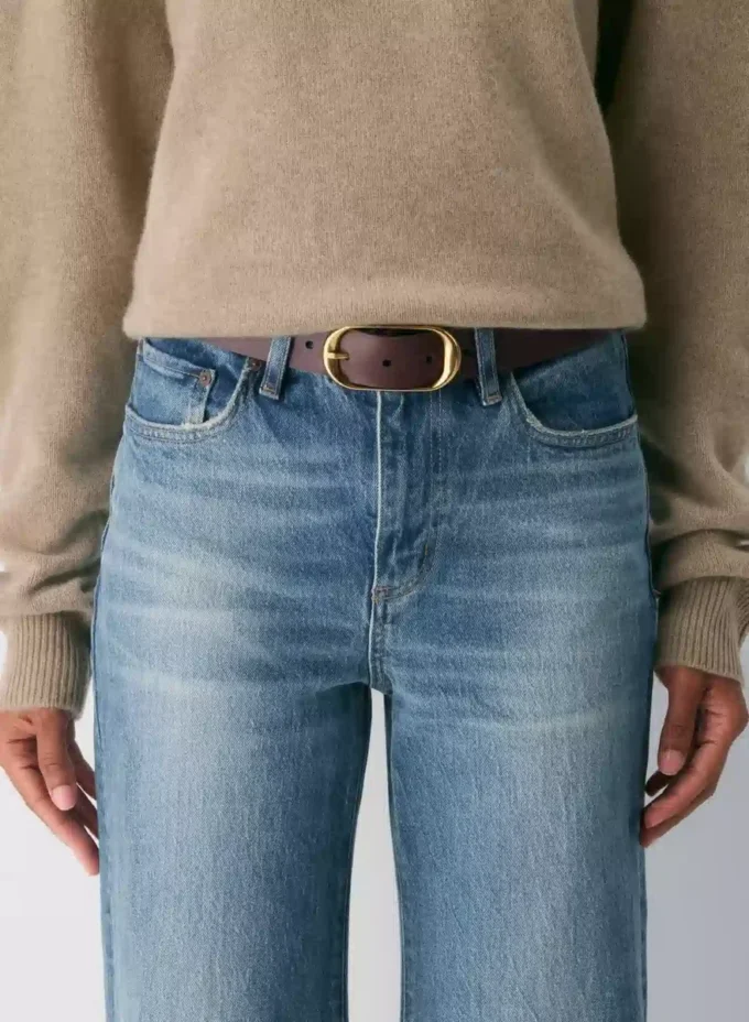 Ceinture large en cuir et laiton massif Halo