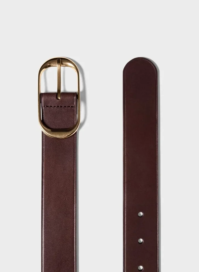 Ceinture large en cuir et laiton massif Halo