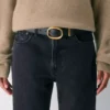 Ceinture large en cuir lisse et laiton massif Ceinture large en cuir lisse et laiton massif