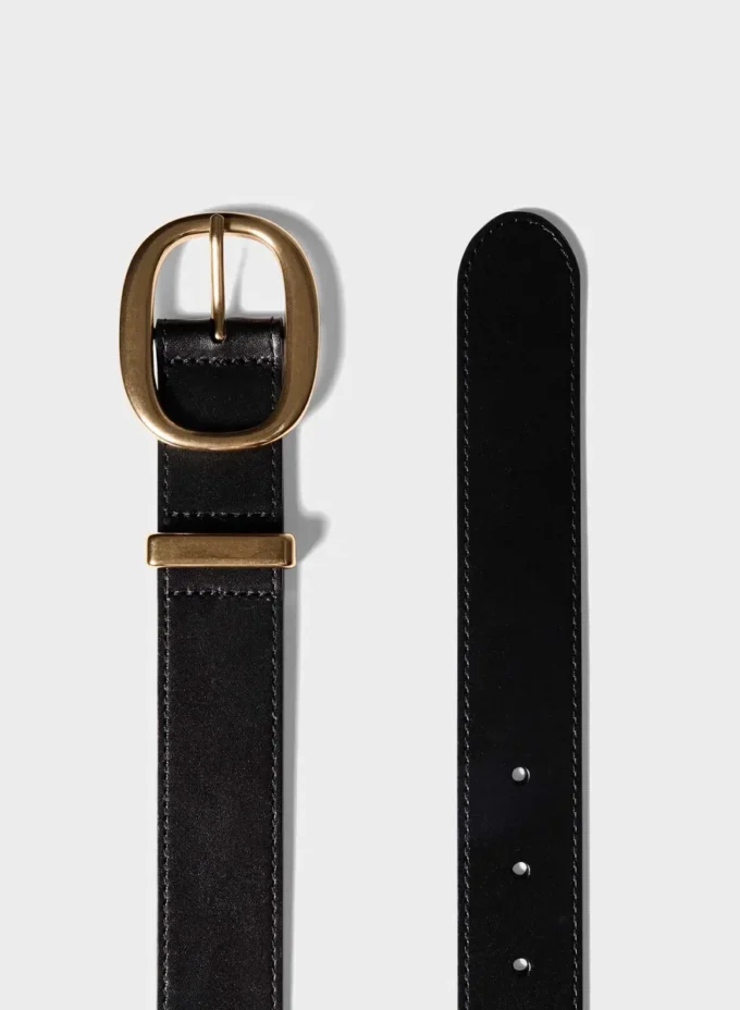 Ceinture large en cuir lisse et laiton massif Ceinture large en cuir lisse et laiton massif
