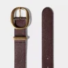 Ceinture large en cuir lisse et laiton massif
