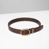 Ceinture large en cuir lisse et laiton massif