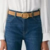 Ceinture large en cuir suédé et laiton massif