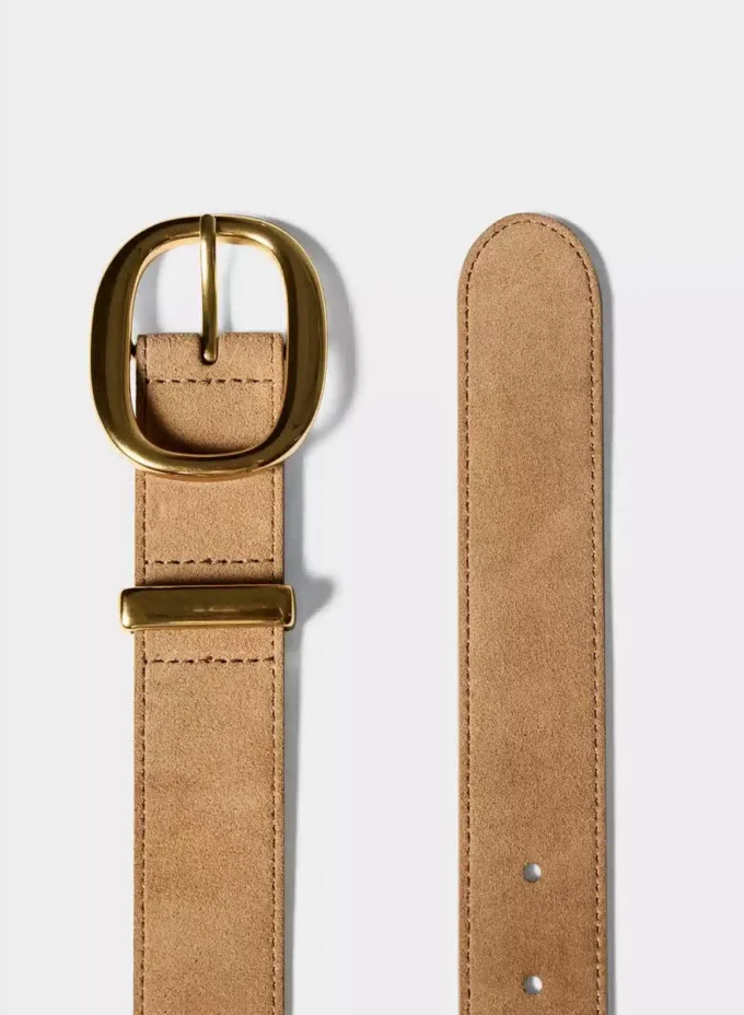 Ceinture large en cuir suédé et laiton massif