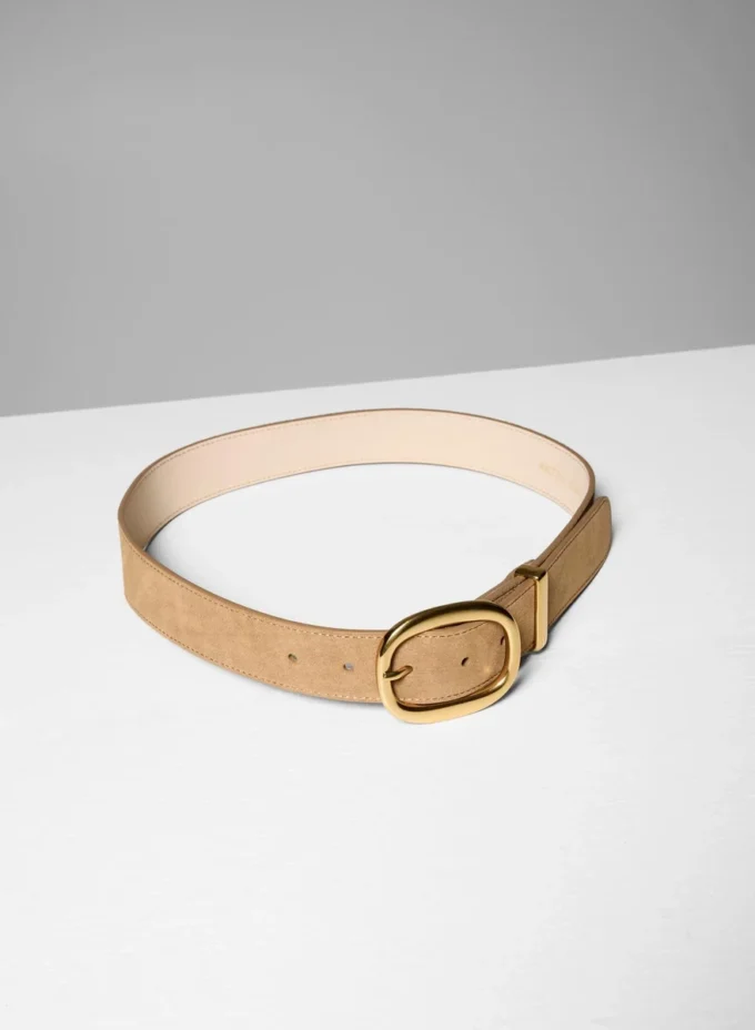 Ceinture large en cuir suédé et laiton massif