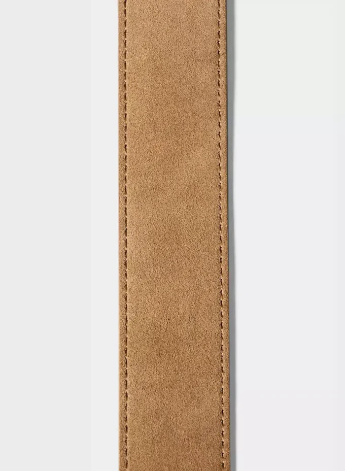 Ceinture large en cuir suédé et laiton massif