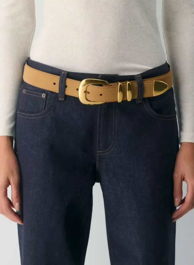 Ceinture large en daim et laiton massif légendaire