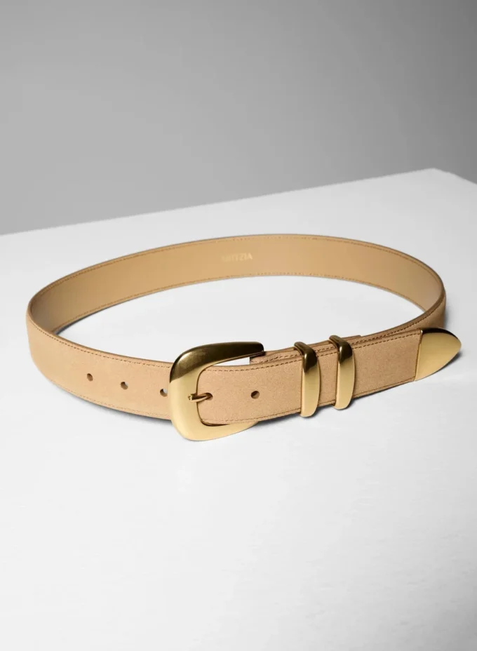 Ceinture large en daim et laiton massif légendaire