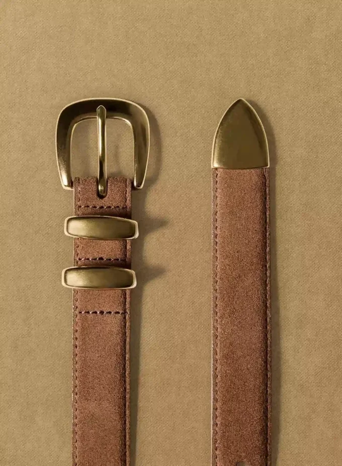 Ceinture légendaire en cuir suédé et laiton massif
