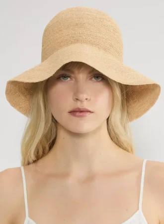 Chapeau à bord court en raphia Sunbeam