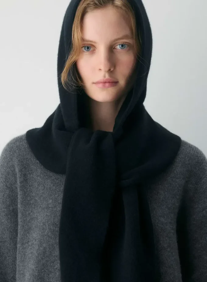 Écharpe à capuche en laine et cachemire Lumen