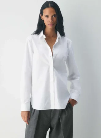 Chemise classique en popeline Letterpress