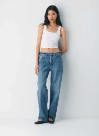 Débardeur à encolure carrée et taille ajustée en coton côtelé extensible HomeStretch™