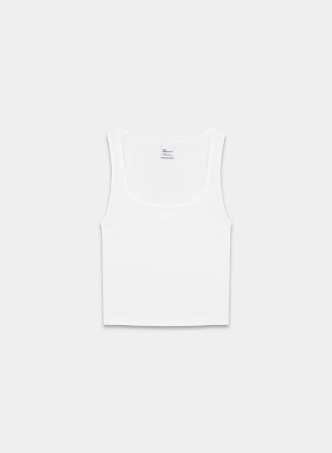 Débardeur à encolure carrée et taille ajustée en coton côtelé extensible HomeStretch™