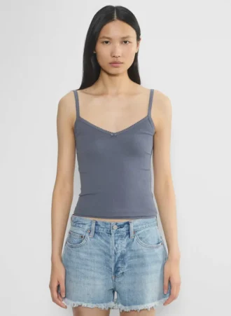 Débardeur à encolure en V et dentelle HomeStretch™ Rib