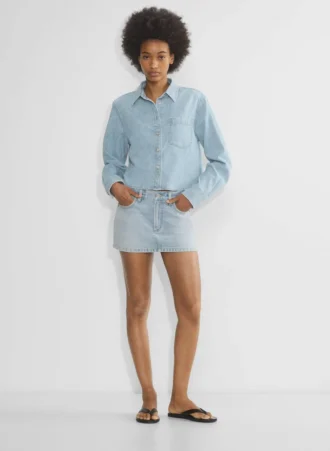 Denim Forum La chemise en denim à taille confortable des années 80