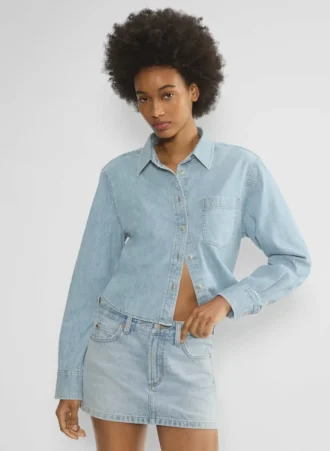 Denim Forum La chemise en denim à taille confortable des années 80