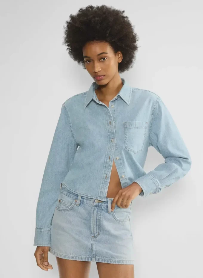 Denim Forum La chemise en denim à taille confortable des années 80